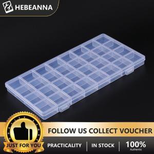 hebeanna 32 Grid Compartment Plastic Transparent Storage Box Jewelry Earring Bead Screw Holder Case Display Organizer Container