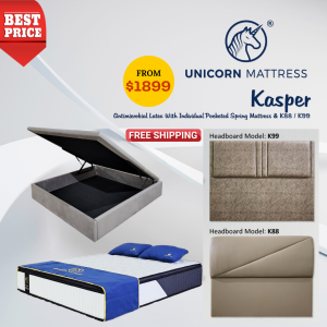 Unicorn Kasper 12 Inch With Latex Pocketed Spring PillowTop Mattress +Storage Bedframe K88/K99 Bundle Set
