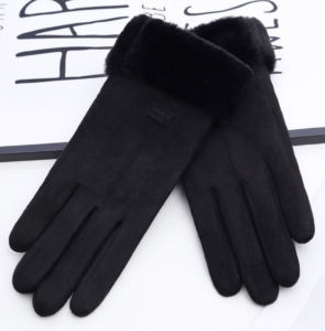 A Pair Women Gloves Winter Touch Screen Suede Warm Full Finger Gloves Outdoor Sport Driving Gloves