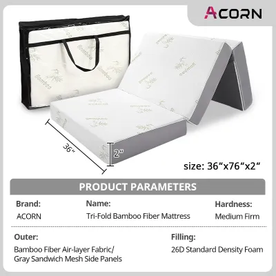 【SG Stock】3 Folding Foam Mattress 2/3/4 Inch Single Tatami Foldable Floor Mattress with Ultra Soft Removable Cover – Portable Guest Bed Space Saving Sleeping Pad Lightweight Foldable Mattress for Home Dorm Travel & Extra Sleeping Space