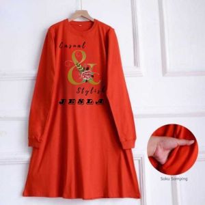 Baju Atasan Wanita Jumbo And Tunik Kaos Katun Combed 24s Apk Sablon S M L XL XXL 3XL Tunik Kekinian