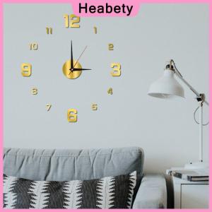Heabety DIY Wall Clock For Home Office Frameless Modern 3D Wall Clock Mirror Stickers Hotel Room Design School Decoration