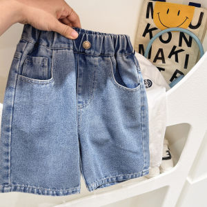 Boys Denim Shorts Outer Wear Fashion Baby Summer Dress Western Style Medium and Big Children Summer Pirate Shorts Letters Korean Style 2024