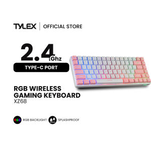 Tylex XZ68 Membrane RGB Gaming Backlit Wireless Rechargeable Gaming Keyboard Type-C charging With Dongle 84 Keys
