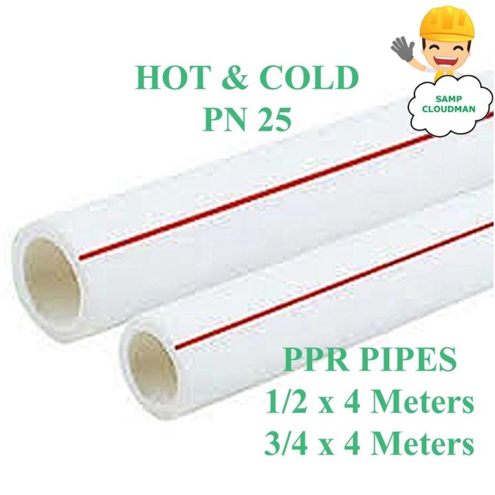 PPR Pipes Hot Cold PN25 1/2 3/4 x 4 Meters Polypropylene Random
