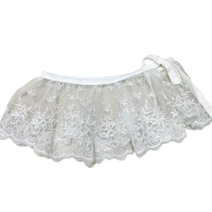 Embroidery Lace Waistband Mini Apron Skirt Sheer Mesh Decorative Shirt Extender for Women’s Overlay Clothing Accessories