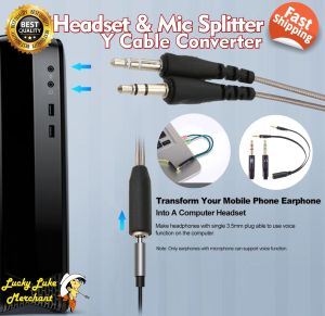 Audio Splitter Y Cable Kabel Pemisah Headset Mic Komputer PC Notebook Laptop 3.5mm Female to 2 Male