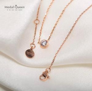 Kalung Titanium Wanita Korean Style Liontin Permata Satu / Kalung Murah Terlaris