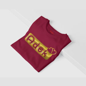 Set Kaos Katun Pasangan Anak dengan Sablon Nama Abang dan Adek Warna Coklat/Olive