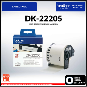 Brother Original Genuine DK‑22205 Black on White Continuous Paper Label