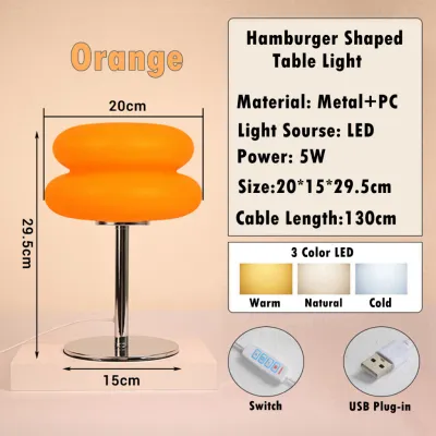 IMUTO Bedroom Decorative Lamp LED Mushroom Desk Lamp USB Tri Color 9-level Brightness Dimming Table Lamp