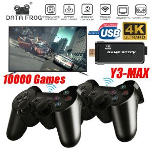 2021 New DATA FROG TV Video Game Console With 2.4G Double Wireless Controller Built in 3000/10000 Games Support For PS1/GBA Game Console