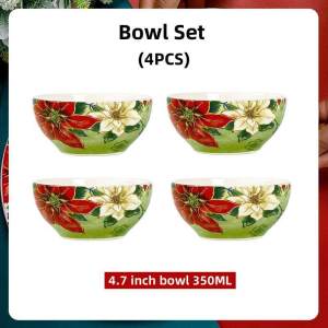OMK American Style Underglaze Ceramic Bowl Oversize Dinner Serving Bowl Vintage Red Bird Series