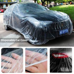 S/M/L/XL Clear Full Car Cover PE Film Rain Shield Disposable Car Clothes Waterproof Dustproof Car Protective Cover With Elastic Band