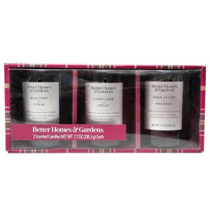 Better Homes & Gardens 3 Scented Candles – Blue Fern Candy Cane Snow Cherry (218.3g each)