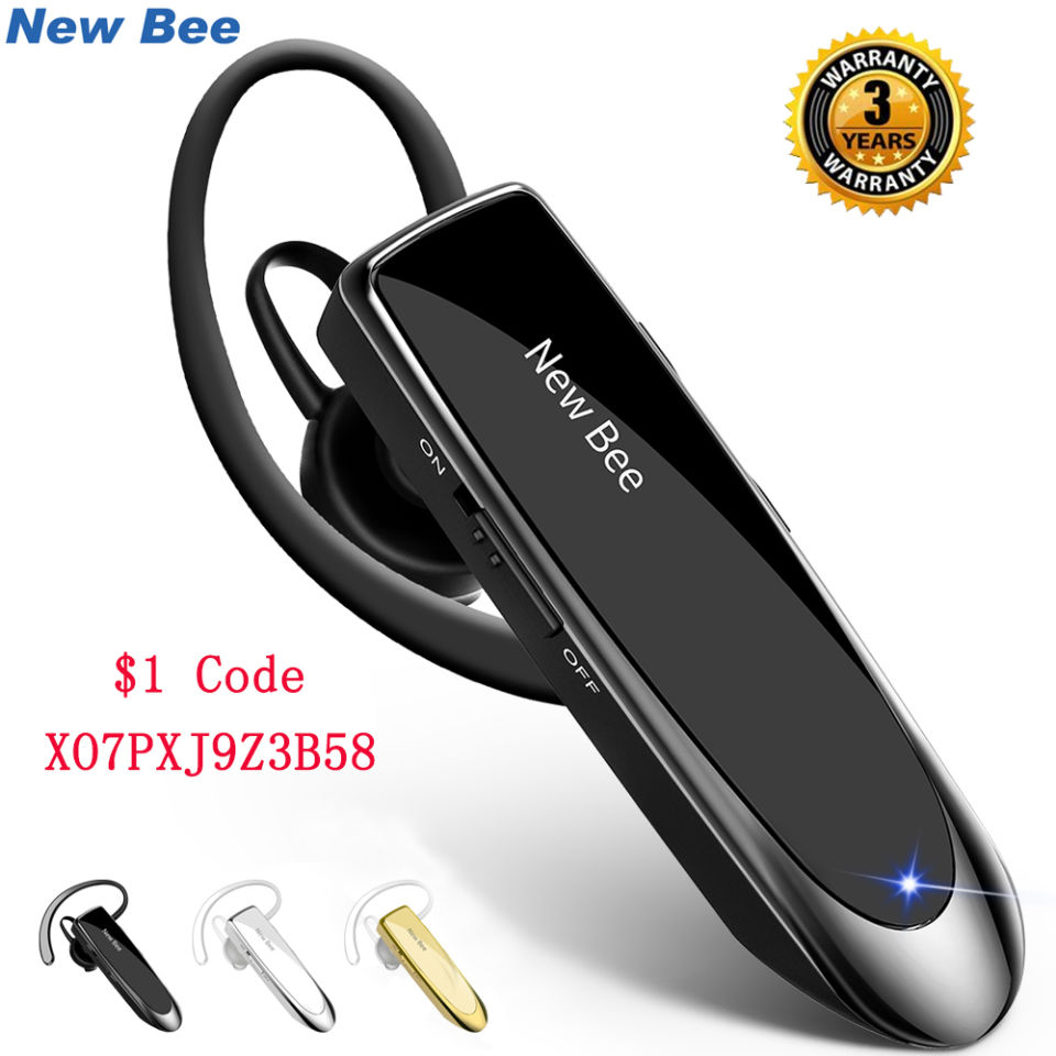 New BEE K23 Bluetooth V5.0 Headset Wireless Headphones Hands-free Earphones 22H Music Earpiece with CVC6.0 Mic for Business/Driving