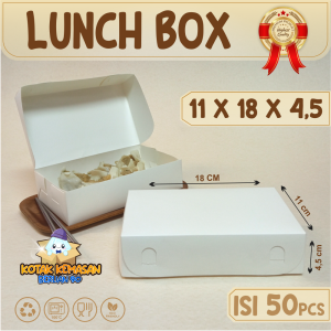 50 Pcs Paper Lunch Box M Kotak Makanan Kertas ukuran M Sedang Food Grade laminasi