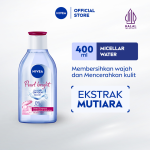 NIVEA Micellar Water MicellAir Pearl Bright 400ml - Pembersih make up tanpa alkohol makeup remover mencerahkan kulit kusam membersihkan wajah double cleansing melembabkan kulit kering - Pearl & Licorice Extract 0% Alcohol