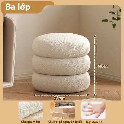 BMZAR Ghế đôn tròn 2/3/4 tầng chất lông cừu ghế Ghế Đôn Gác Chân chất liệu bọc vải nỉ lông cừu mềm mịn êm ái