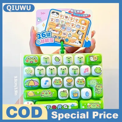 QIUWU คีย์บอร์ดขนาดเล็กสำหรับเด็กของเล่นคลายเครียดลายการ์ตูนสัตว์น่ารักของเล่นฝึกประสาทสัมผัสสำหรับเด็กกระเป๋าปาร์ตี้