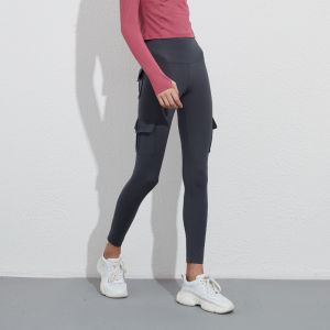 CANTIKLIB Celana Multi Saku Celana Yoga/  Wanita Celana Kerja  Kurus/ Olahraga Lari Kebugaran Celana Yoga