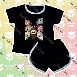 Setelan Kaos Anak Perempuan Dan Cowok Celana Pendek Motif Labu Monster 3 Umur 6 Bulan - 7 Tahun