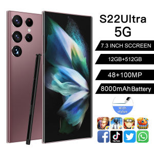 【CAN COD+READY】Original phone S22 Ultra 5G S22Ultra 5G 7.3 Inch HD full screen hp 12G RAM 512GB ROM 48MP 100MP cheap cellphone washing warehouse Android 12.0 Face Recognition Unlocked Mobile Phones qualcomm 8000Mah with e-pen