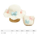 SKISOPGO Kids Girls Straw Hat Bag Set Outdoor Beach Hat Bow Lace Wide Brim Fisherman Cap Hat Topi Beg Kanak. 