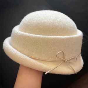 BAGUO Cung Mũ topper phong cách Hepburn Ngọc trai Phong cách Pháp Mũ chính thức cho phụ nữ Thời trang Phong cách Anh Mũ chậu Quý cô