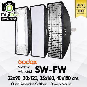 Godox Softbox SB-FW 22*90 30*120 35*160 40*180 cm. Quad Assemble Softbox - With Grid - Bowen Mount / Digilife