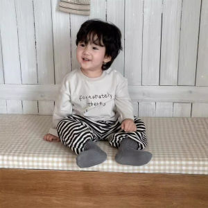 Childrens Letter Print Sweatshirt and Sweatpants Two-Piece Set 2026 Spring baby clothes Korean-style childrens clothing spring boys suits