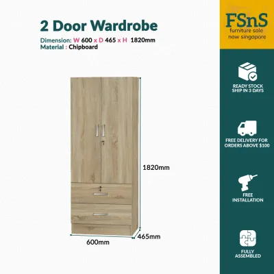 SG Ready Stock Wardrobe / Storage KM2418 (2 Door)