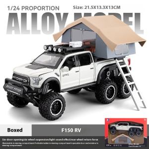 (In stock) 1:24 Pickup Trucks for Boys F150 Raptor Diecast Metal Model Car with Sound and Light for Kids Age 3 Year and up Blue