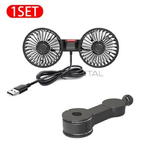 SEAMETAL  12/24V Kipas Kereta 5V/2A USB Car Fan Back Headrest Rear Seat Air Cooling Fan 3 Speed Wind For Car Van Truck