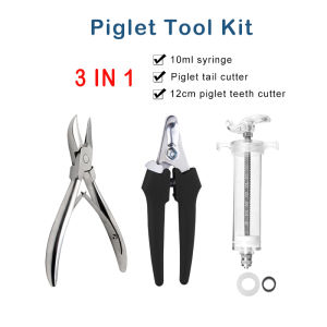 3 in 1 Pig kit 10ml Syringe injection for pig set Stainless steel Piglet teeth cutter Pig tail cutter Piglet tool kit