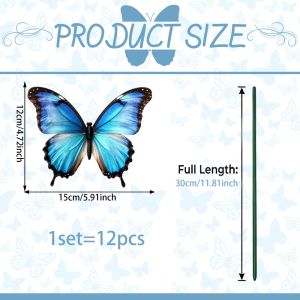 MIRELAE 12PCS 3D Butterfly Butterfly Garden Stakes Multicolor Plastic Garden Butterfly Stakes Creative Indoor Outdoor Butterfly Ornaments For Lawn