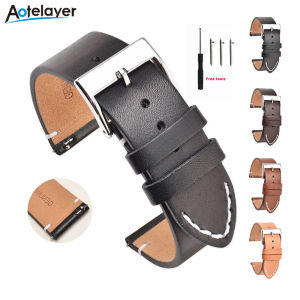 Aotelayer 12mm 14mm 16mm 18mm 20mm 22mm 24mm Genuine Leather Watch Strap for Samsung Galaxy Watch Active 2 Gear S3 S2 Wrist Band Bracelet