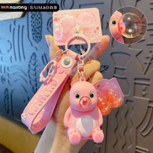 KEYCHAIN GANTUNGAN KUNCI DINO KUNING GELEMBUNG NAILONG BUBBLE FREE NAGA SUSU Toys Miniso Cute Mainan