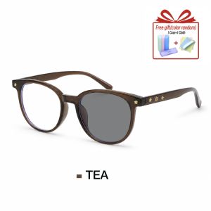 Photochromic 0 Degree Anti-Rad Vintage Black Frame Men Women Fashion Eyewear Free Case Cloth