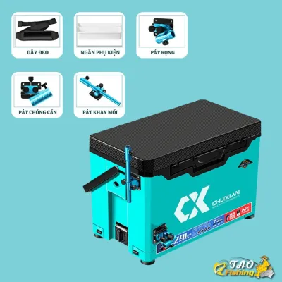 Thùng câu đài Chixuan đa năng thể tích 29L kèm phụ kiện nâng cấp chính hãng