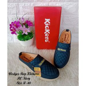 KAZOO - Sandal Slop Wedges Wanita Motif SL Kotak