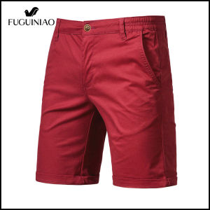 FUGUINIAO Summer Cotton Solid Shorts For Men High Quality Casual Business Social Work Cargo Shorts Male Streetwear Beach Casual Short Pant