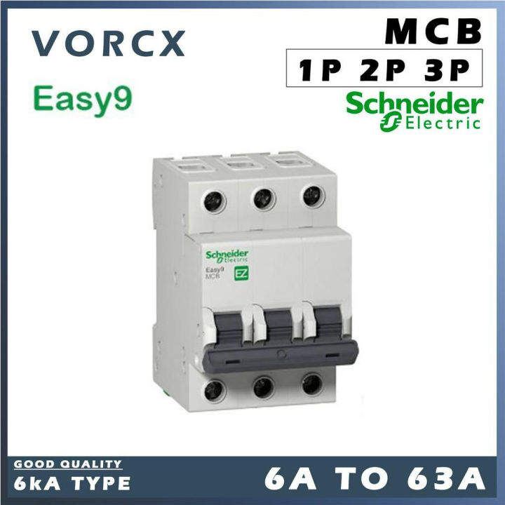 Schneider Easy9 MCB (3P 400V) 6kA | Lazada
