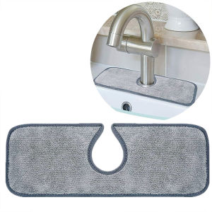 YESPERY Bathroom Sink Splash Mat Faucet Wrap-around Absorbent Mat Microfiber Water Drying Pad Sink Countertop Protector Mat