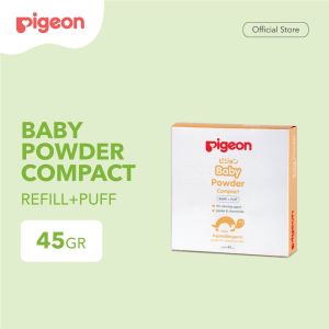 [ BISA COD ] Pigeon Baby Powder Compact Refill + Puff / bedak padat bayi / Refill Chamomile 45gr 45 gr White