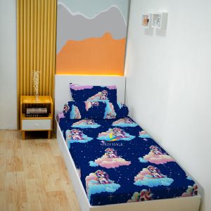 Sprei Single no.4 (90x200) dan no.3 (120x200) Sudut Karet Motif Karakter dan Abstrak