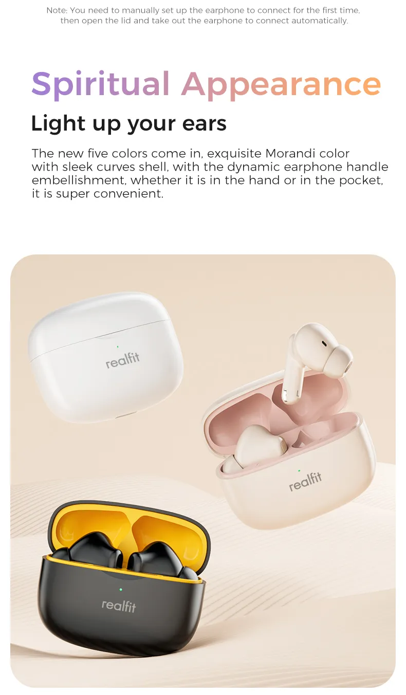 Realfit F3 หูฟังบลูทูธ -38dB ตัดเสียงรบกวน 360° Blutooth 5.4 เสียงเบสที่ดีเยี่ยม