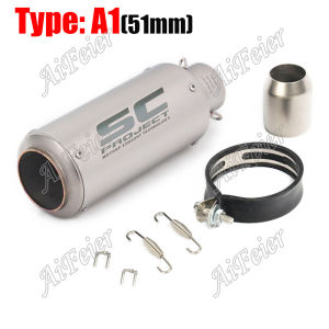 Universal 51mm or 60mm Motorcycle SC Project Exhaust Racing Modified Muffler For Yamaha R3 R15 Kawasaki Ninja 400 Z900 CBR250