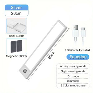 Motion Sensor Light for Bedroom 3 Colors Magnetic Rechargeable Night lights Led Strip Lampu Tidur for Wardrobe Cabinet Study Lamp