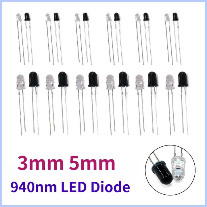 [WQS BHKG KTR 168] 20/40PCS 3mm & 5mm 940nm LEDs Infrared Emitter and ...
